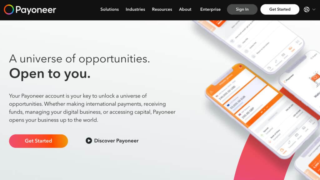 Payoneer homepage
