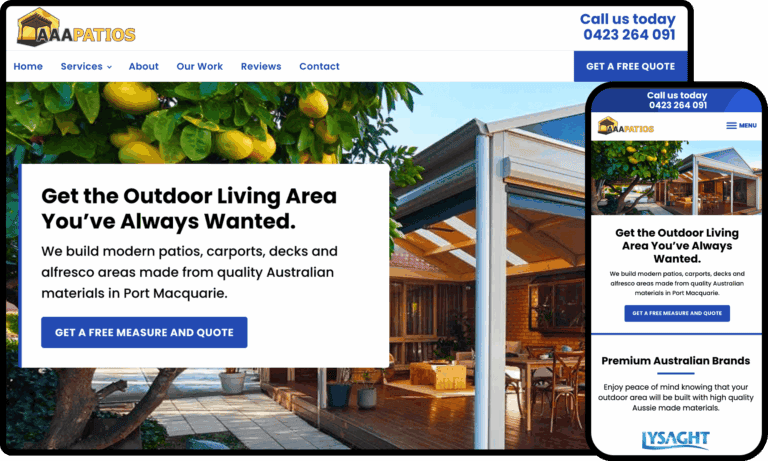 Business Website Design for AAA Patios