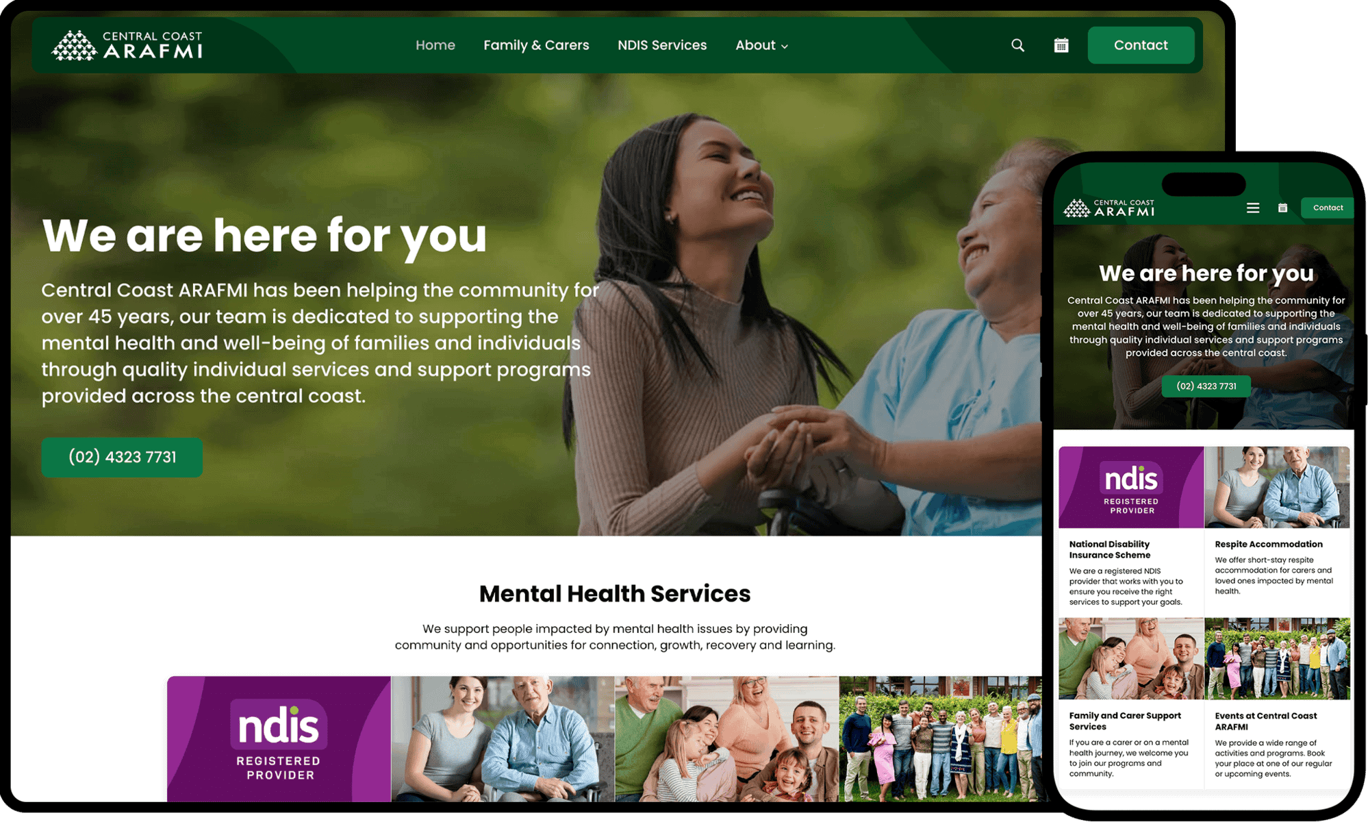 Central Coast ARAFMI Website Mockup