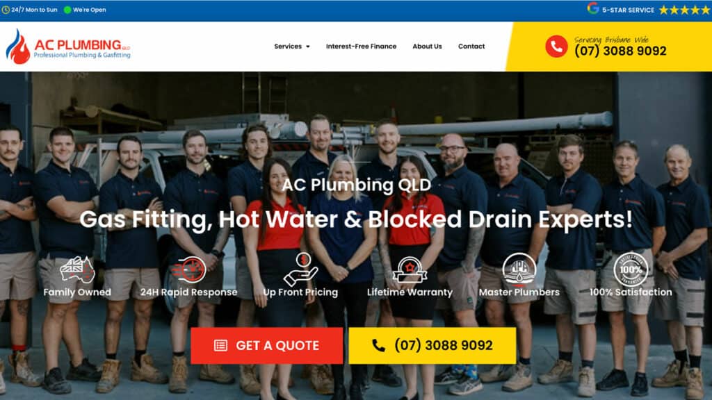 Brisbane Plumbing Website Design