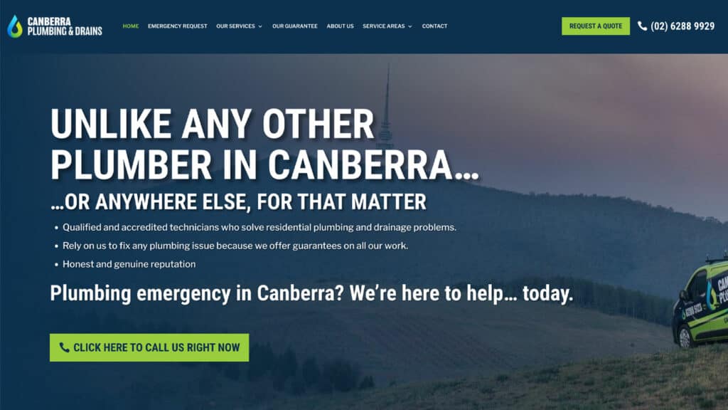 Canberra Plumbing Website Design