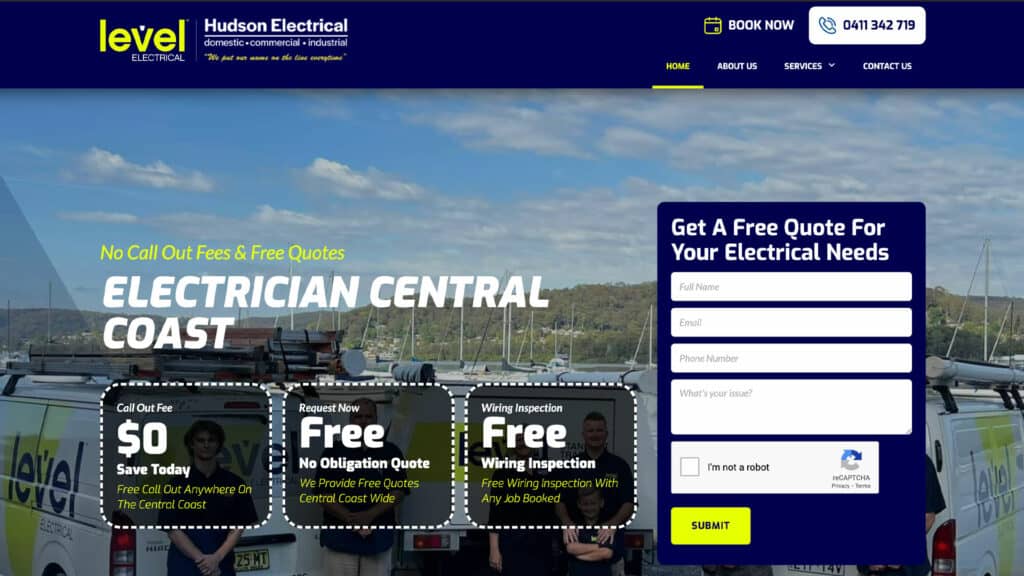 Central Coast Electrician Website Design