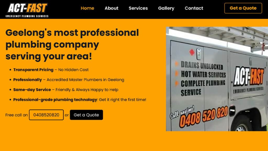 Geelong Plumbing Website Design