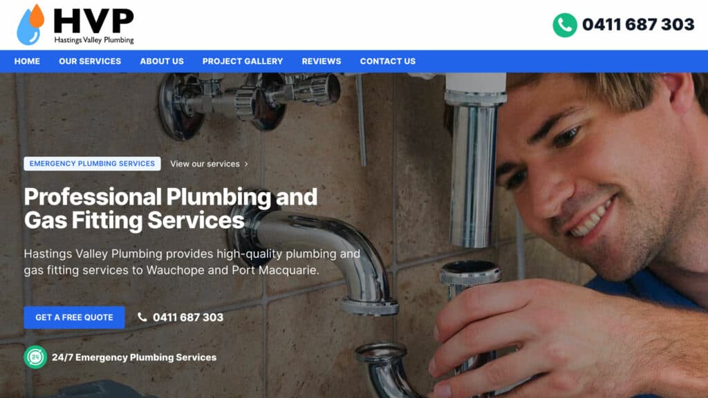 Hastings Valley Plumbing homepage