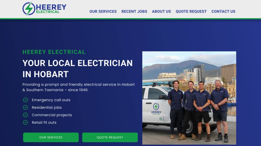 Hobart Electrician Website Design