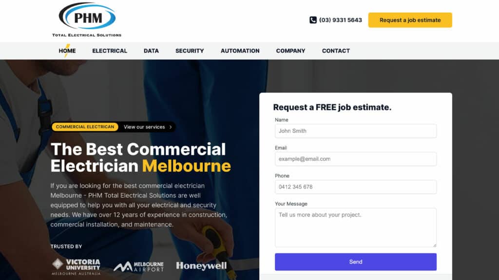 Melbourne Electrician Website Design