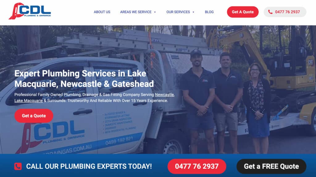Newcastle Plumbing Website Design