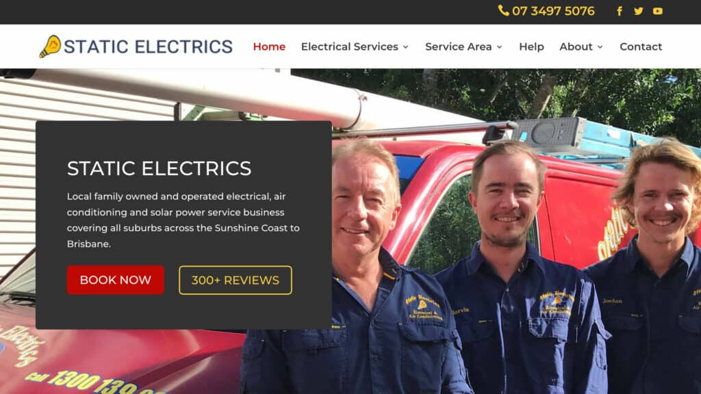 Sunshine Coast Electrician Website Design