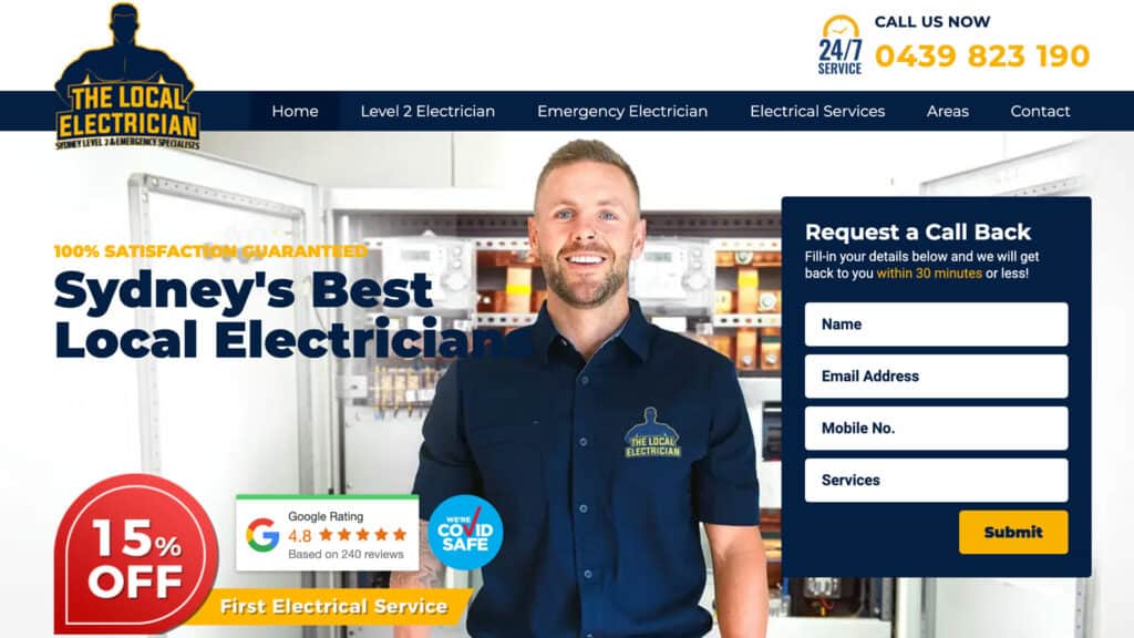 Sydney Electrician Website Design