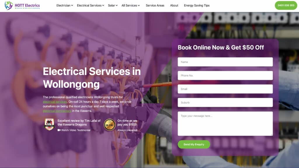 Wollongong Electrician Website Design