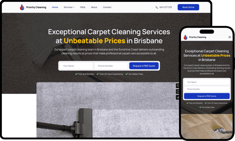 Priority Cleaning Website Mockup