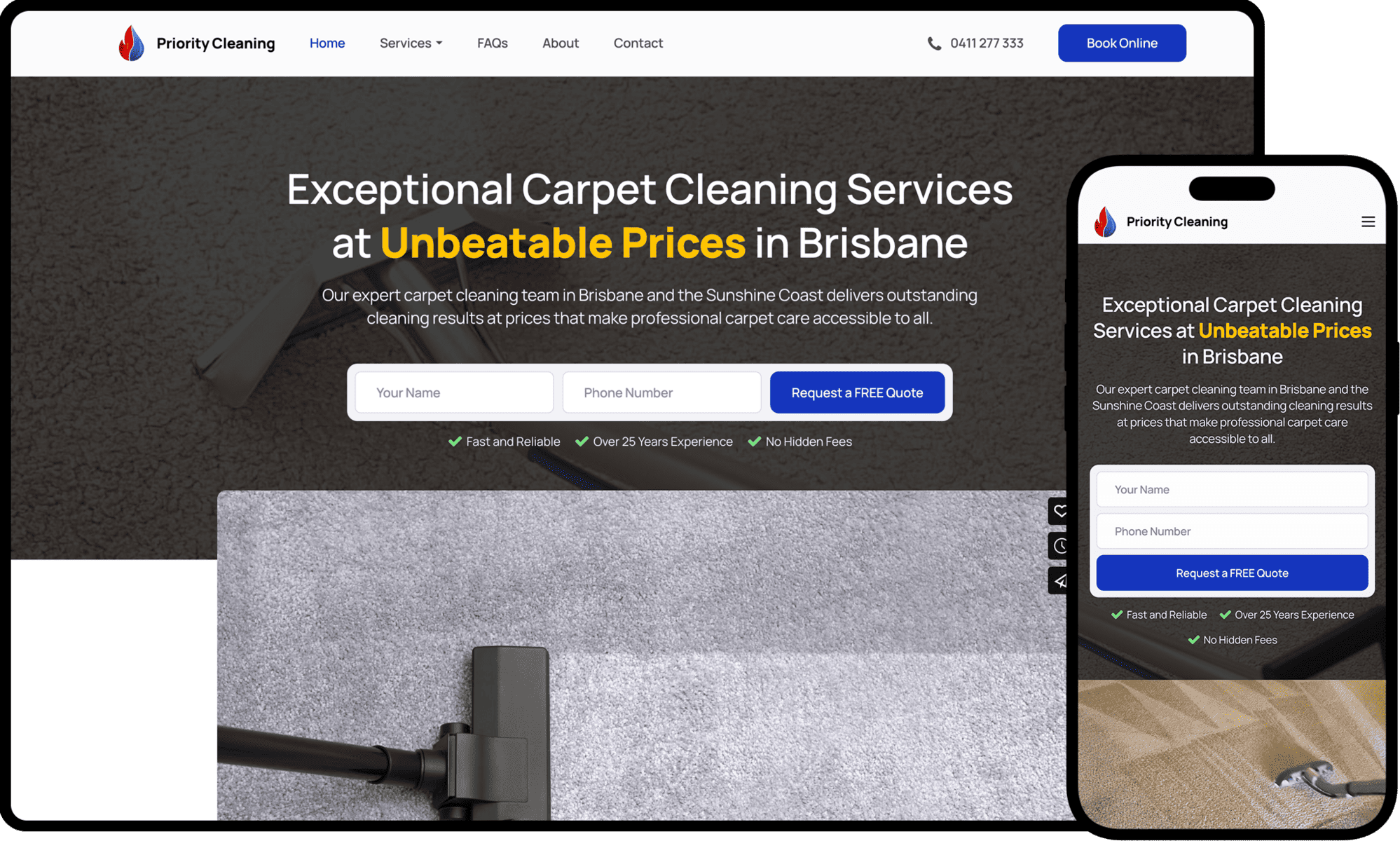 Priority Cleaning Website Mockup