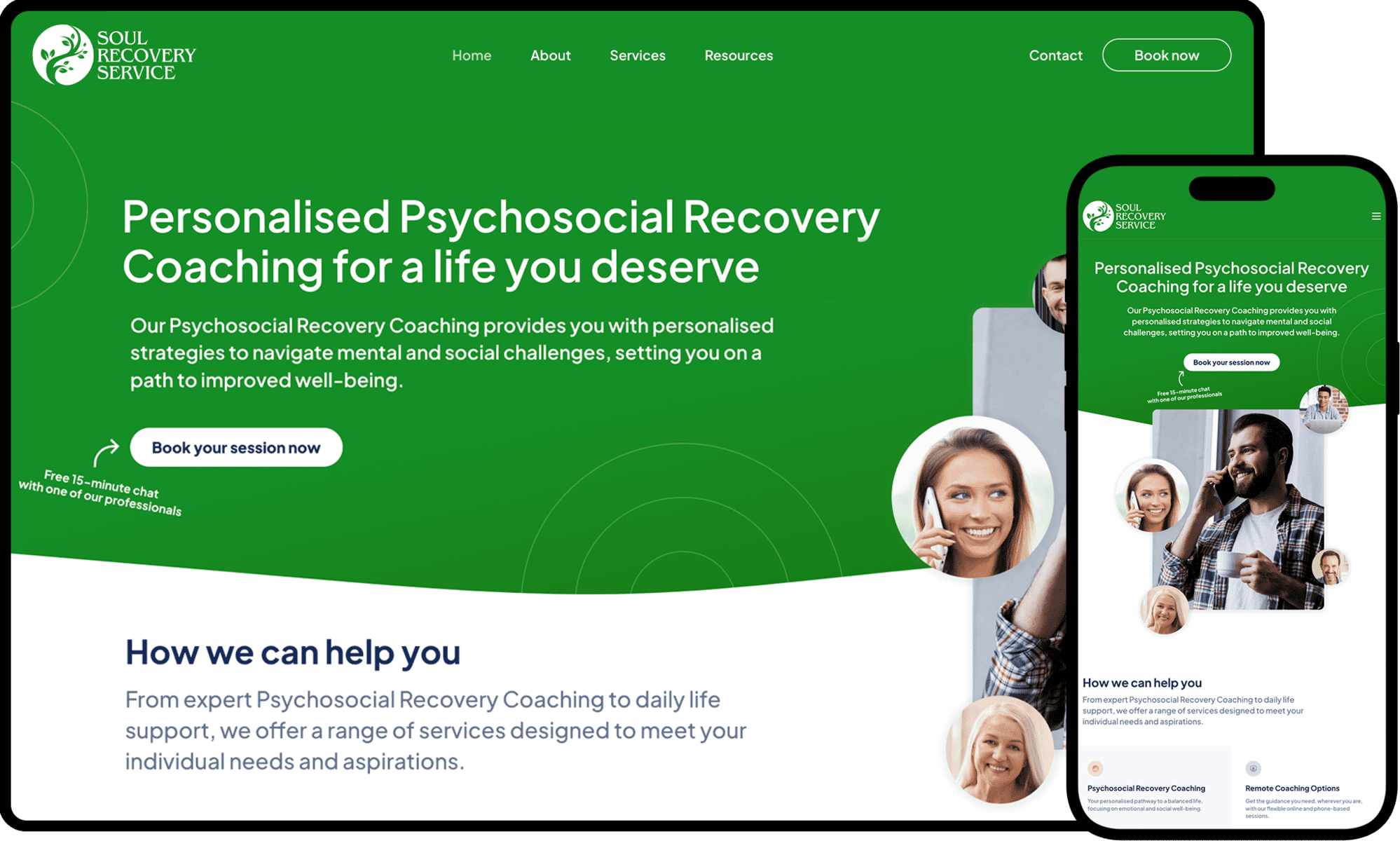 Soul Recovery Service Website Mockup