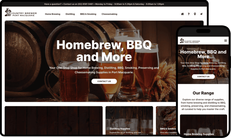 Country Brewer Port Macquarie Website Mockup