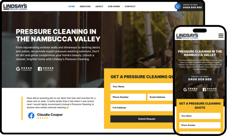 Lindsay's Pressure Cleaning Website Mockup