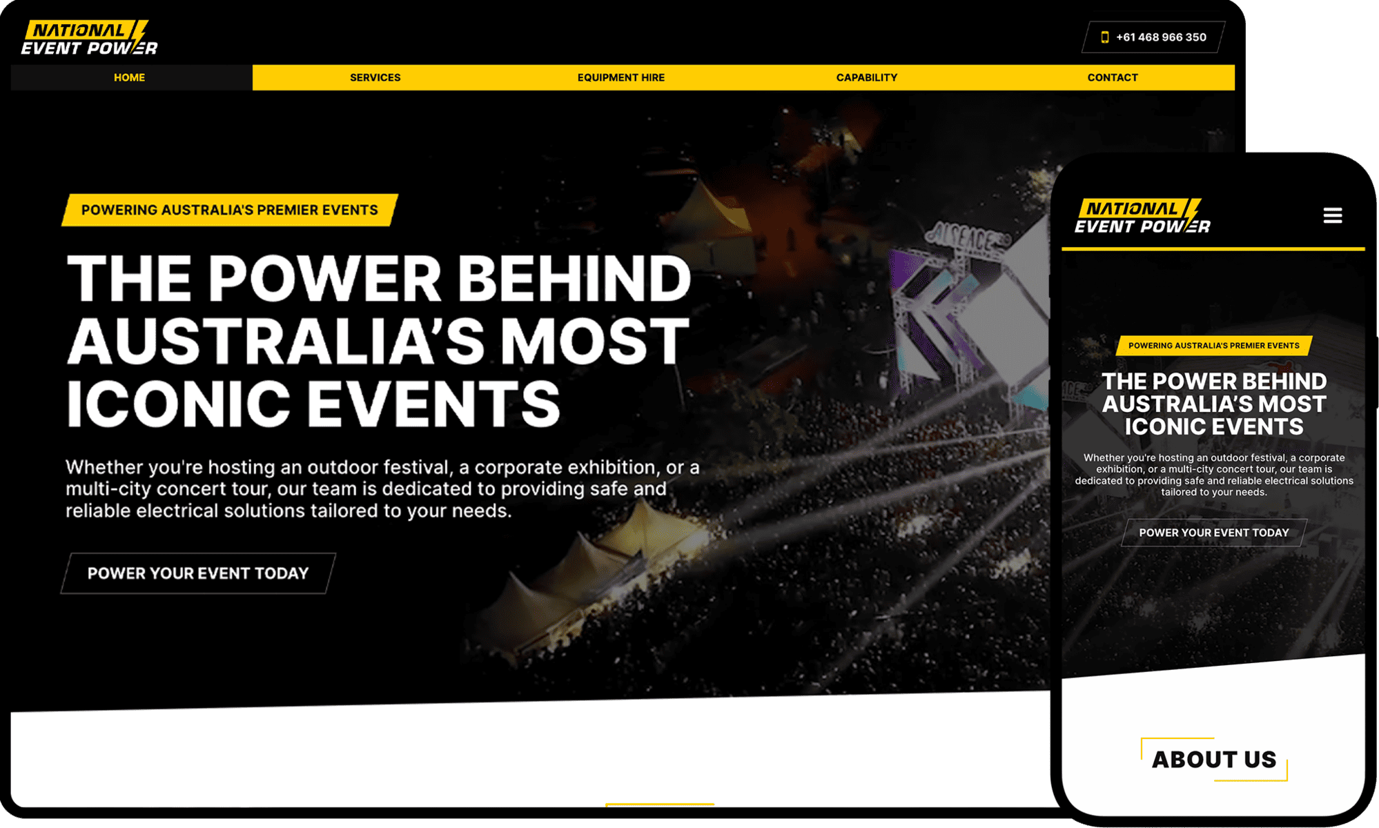 National Event Power Website Mockup