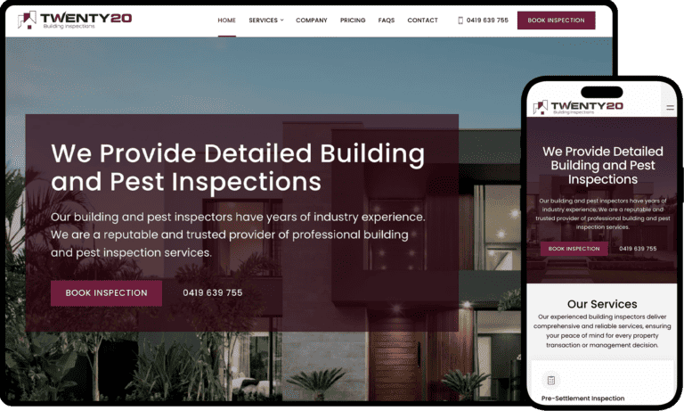 Twenty20 Building Inspections Website Mockup