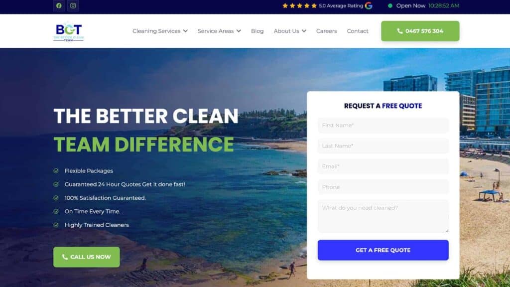 Cleaning Website Design Newcastle