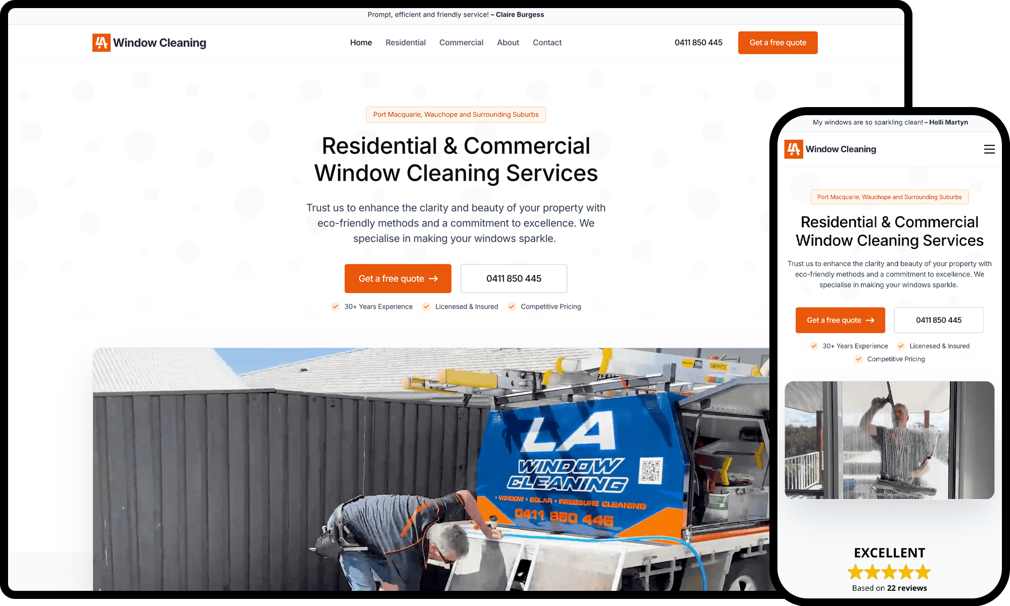 LA Window Cleaning Website Mockup