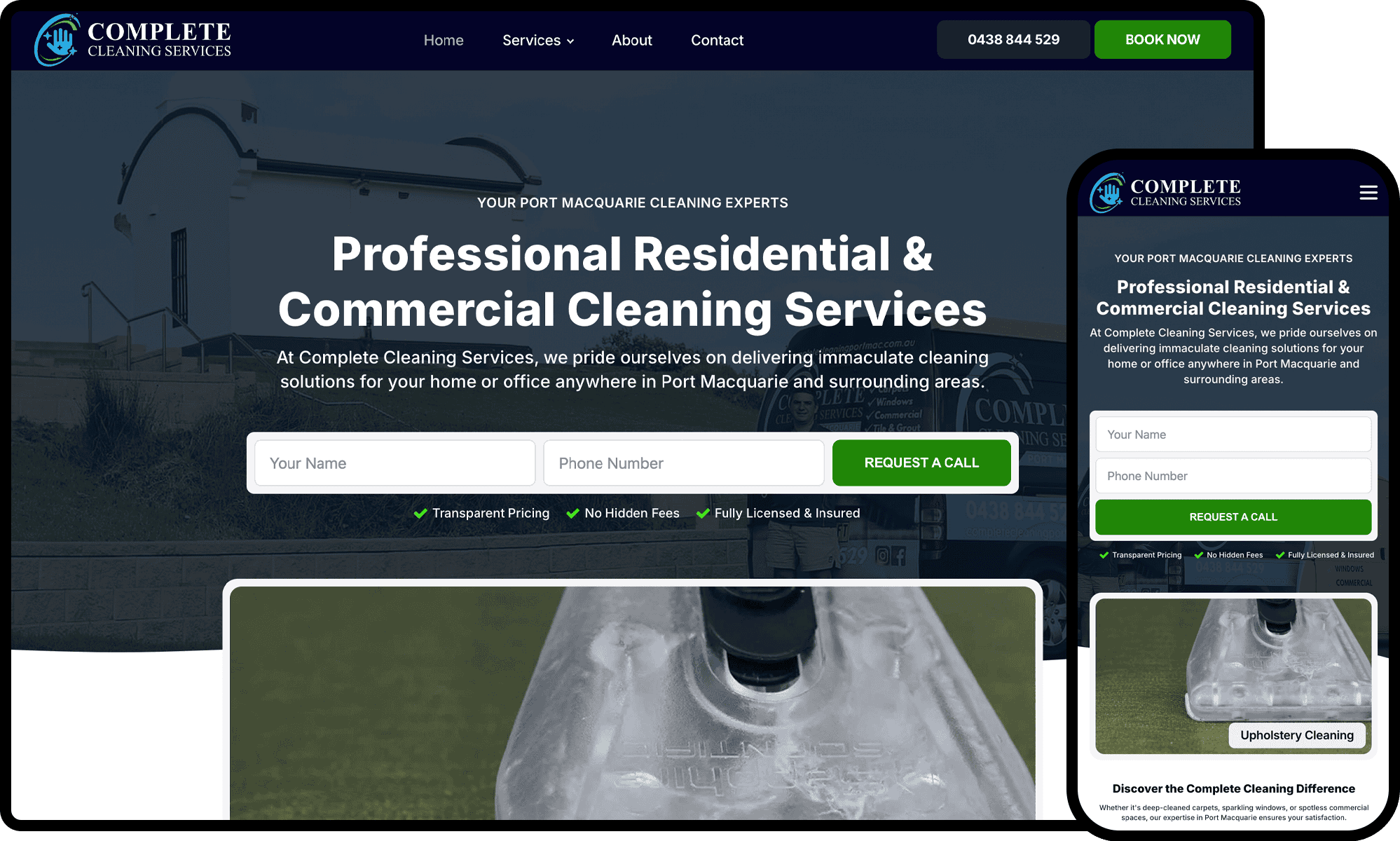 Complete Cleaning Solutions Website Mockup