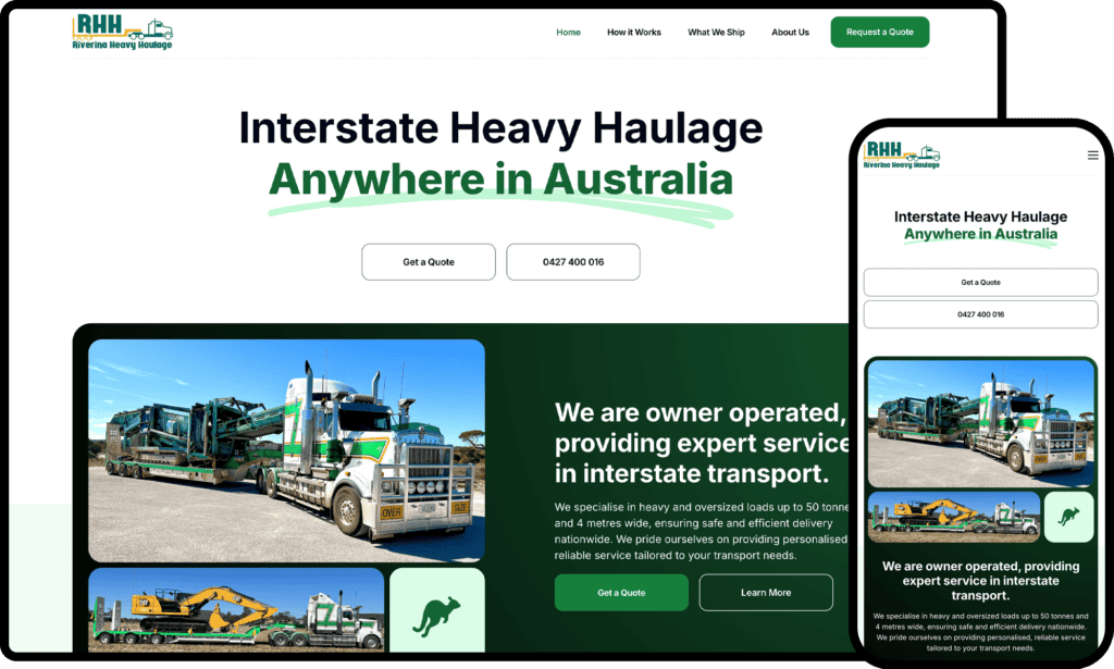 Website Design Riverina Heavy Haulage