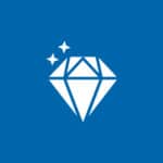Logo of a sparkling diamond with stars on a blue background, representing quality and excellence in cleaning services for Port Crystal Cleaners.