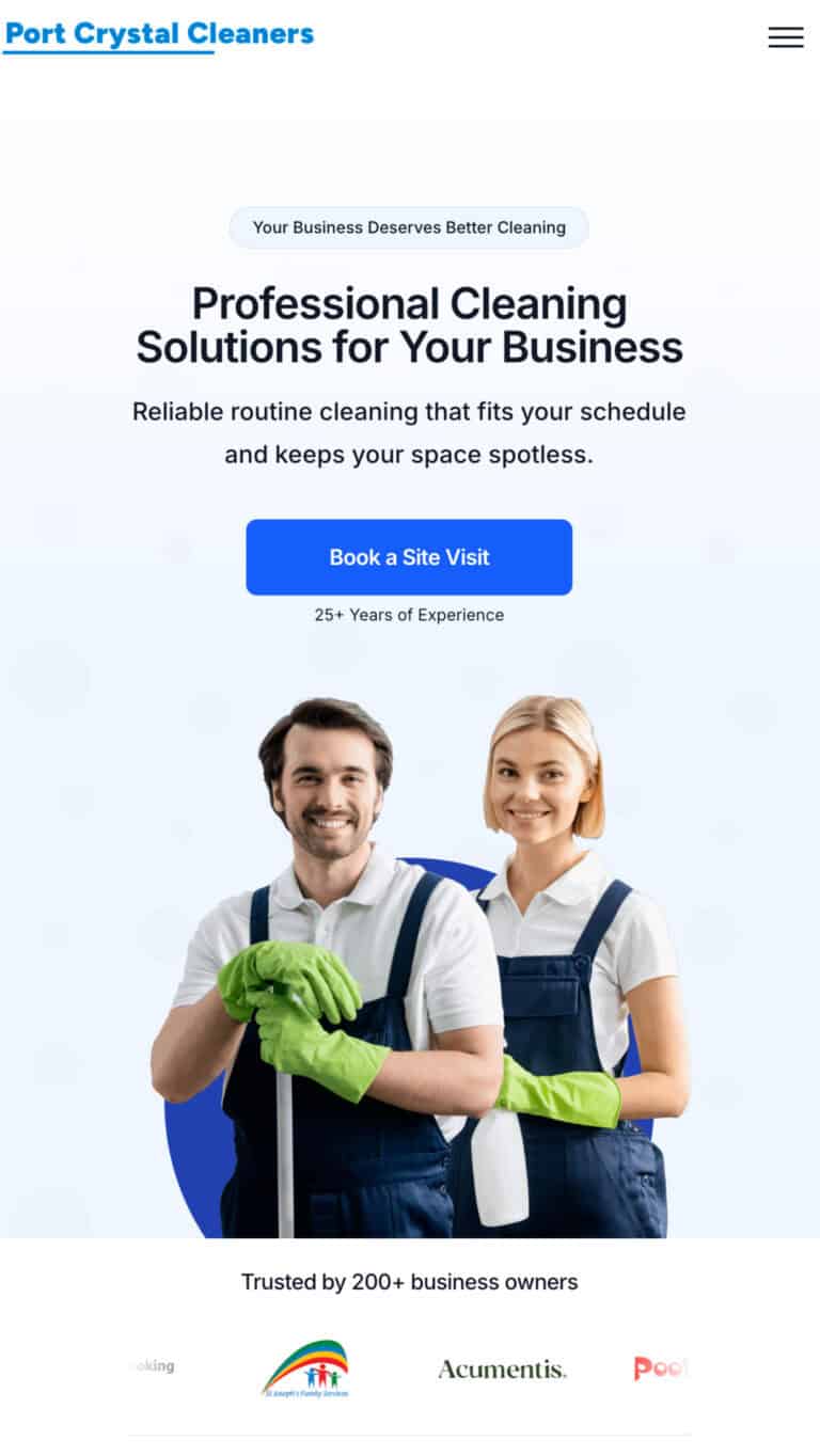 Website Design project for Port Crystal Cleaners