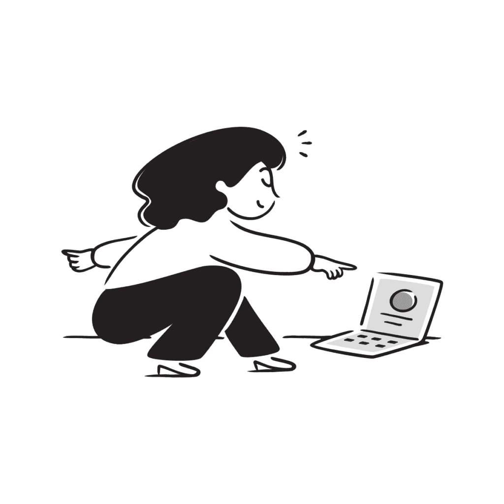 What is a landing page – illustration of a person signing up on a focused web page