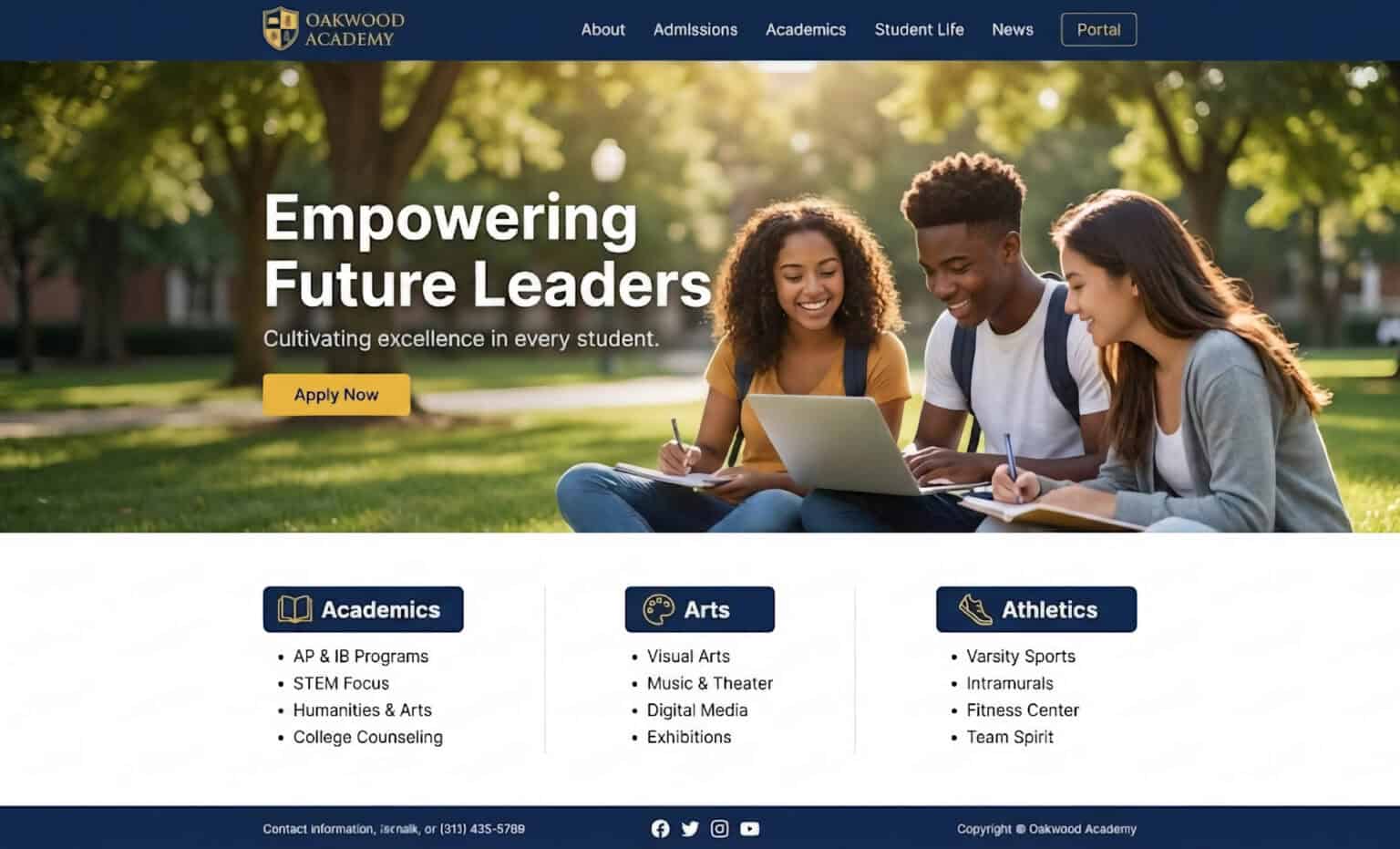 Website Design project for Oakwood Academy