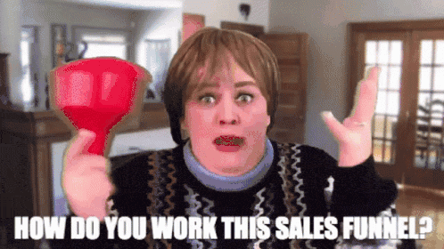 Person looking confused at a sales funnel diagram on screen