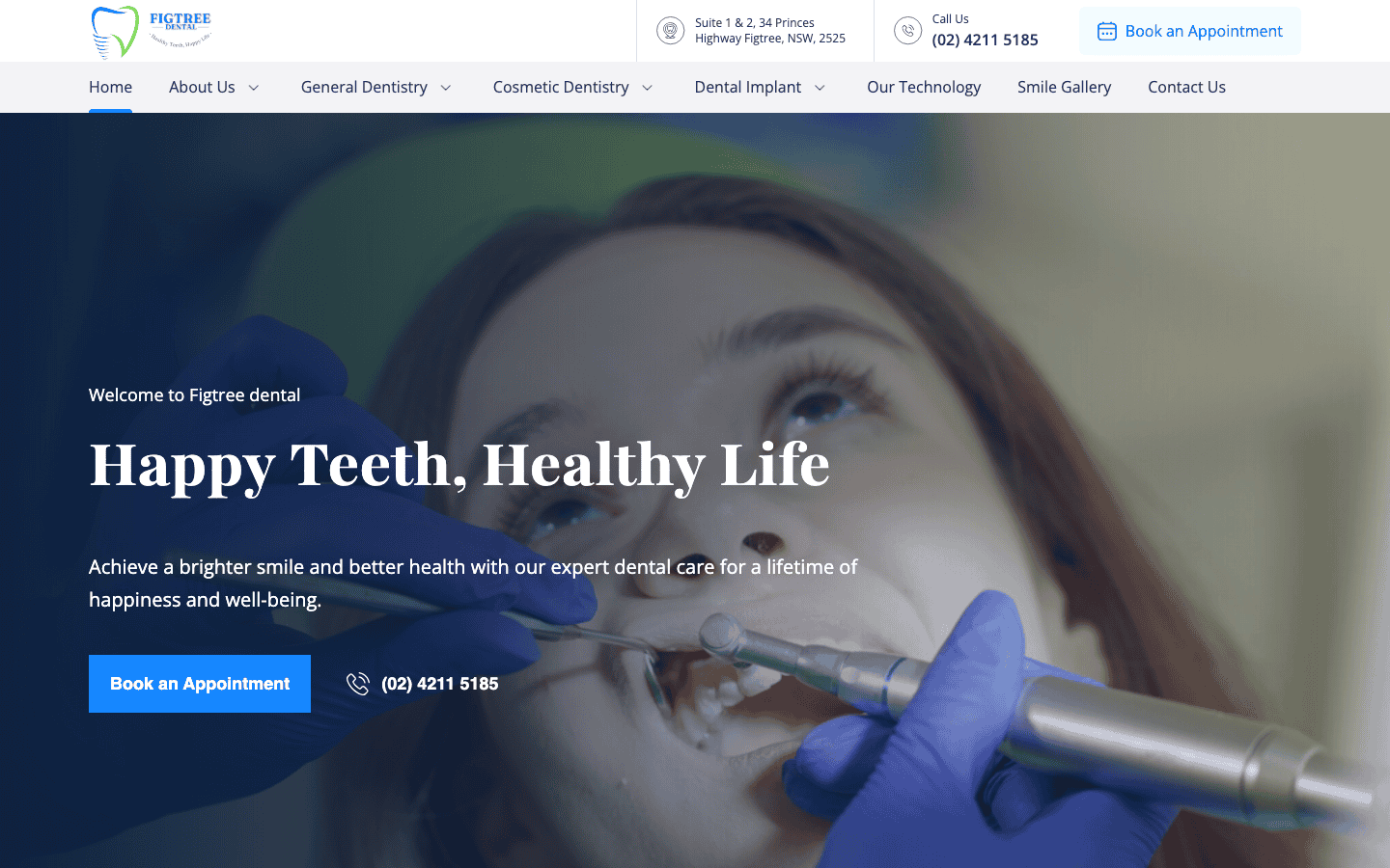 Close-up of a patient receiving dental treatment with a dental professional using a mirror and dental tools, promoting professional dental care services.