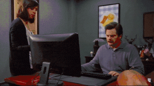 ron swanson computer throw