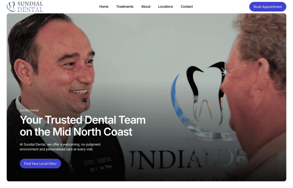 Sundial Dental website homepage on desktop