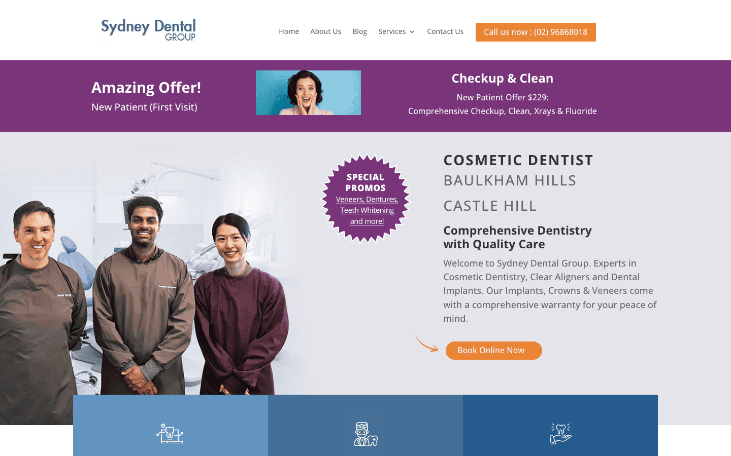 Group of diverse dental professionals at Sydney Dental Group, offering cosmetic dentistry services including veneers, crowns, and implants in Baulkham Hills and Castle Hill.