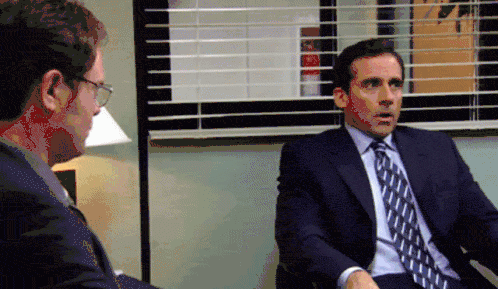 Animated GIF of Michael Scott struggling with a tough decision
