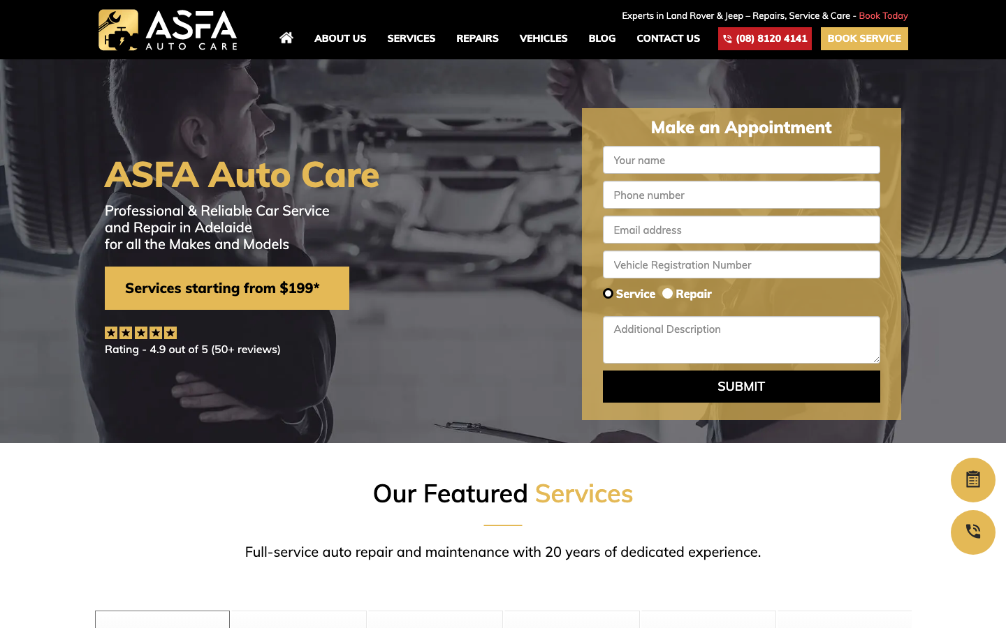 ASFA Auto Care website homepage