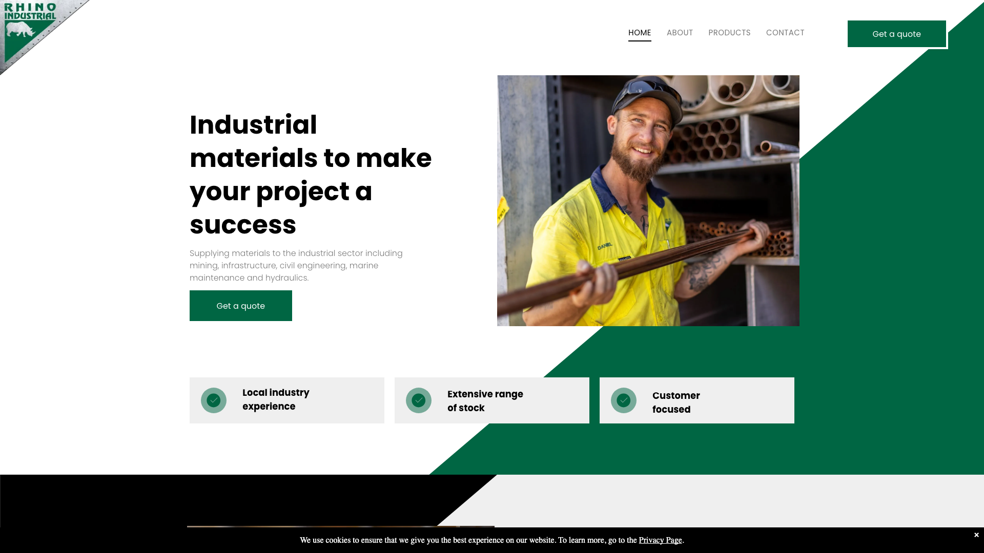 The 16 Best B2B Website Design Examples in Australia 6 Rhino Industrial website homepage
