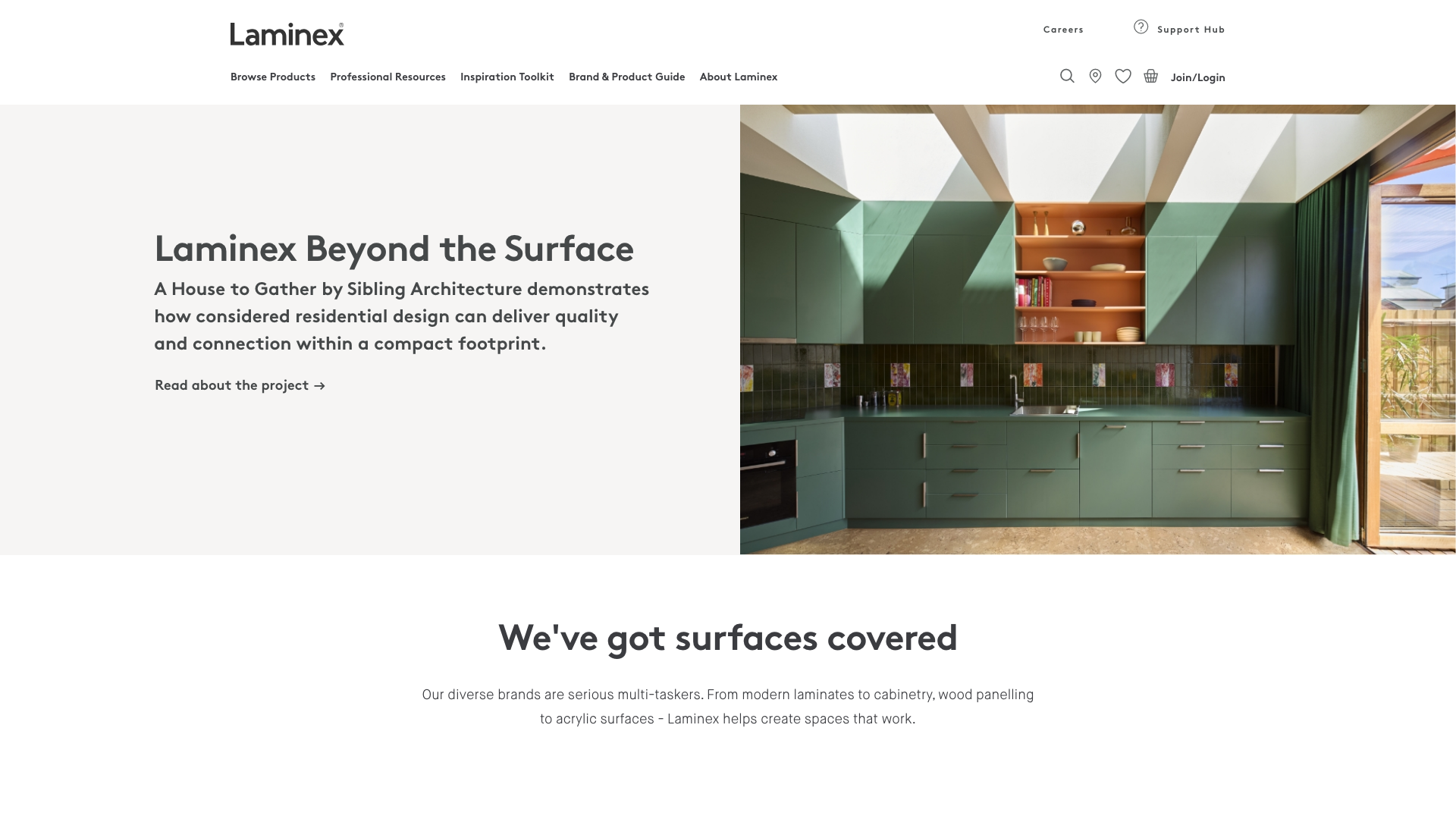 The 16 Best B2B Website Design Examples in Australia 1 Laminex website homepage