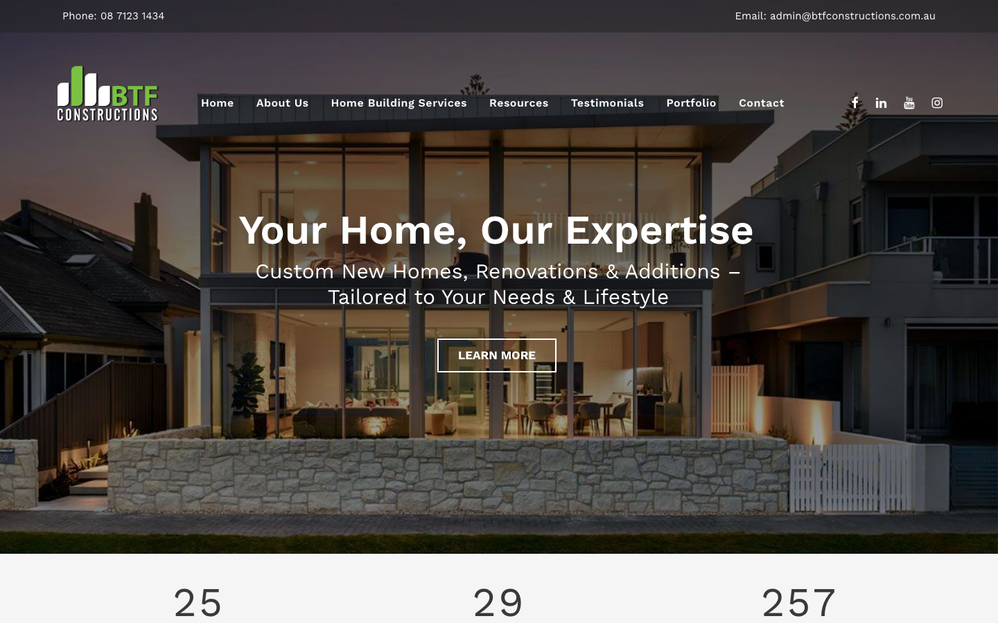 The 17 Best Construction Website Design Examples in Australia 17 BTF Constructions website homepage