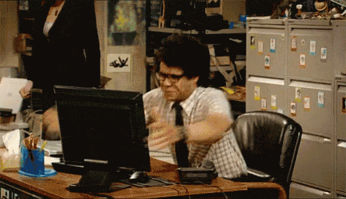 Animated GIF of IT Crowd computer frustration
