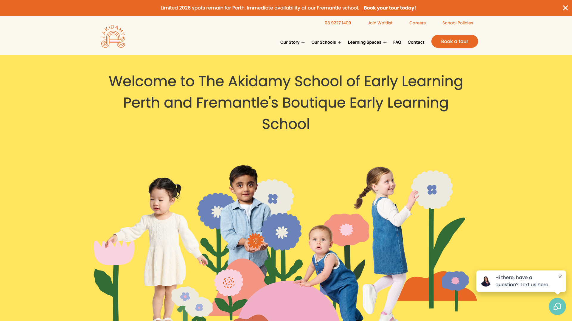 The Akidamy School of Early Learning website homepage