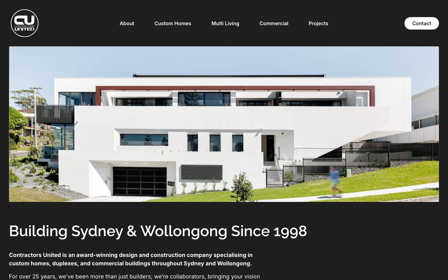 The 17 Best Construction Website Design Examples in Australia 12 Contractors United website homepage