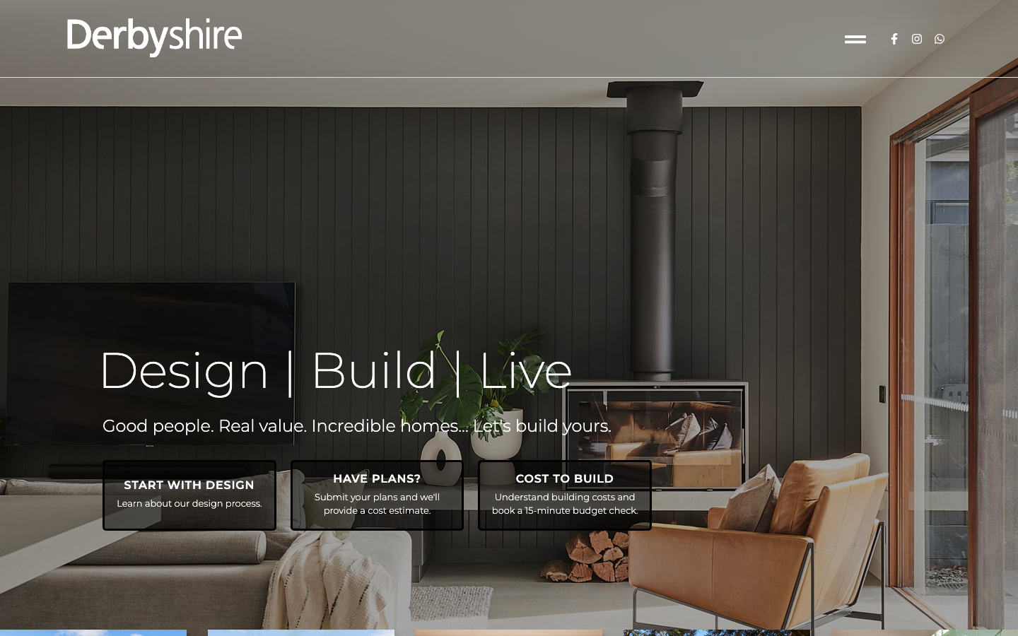 The 17 Best Construction Website Design Examples in Australia 7 Derbyshire Homes website homepage