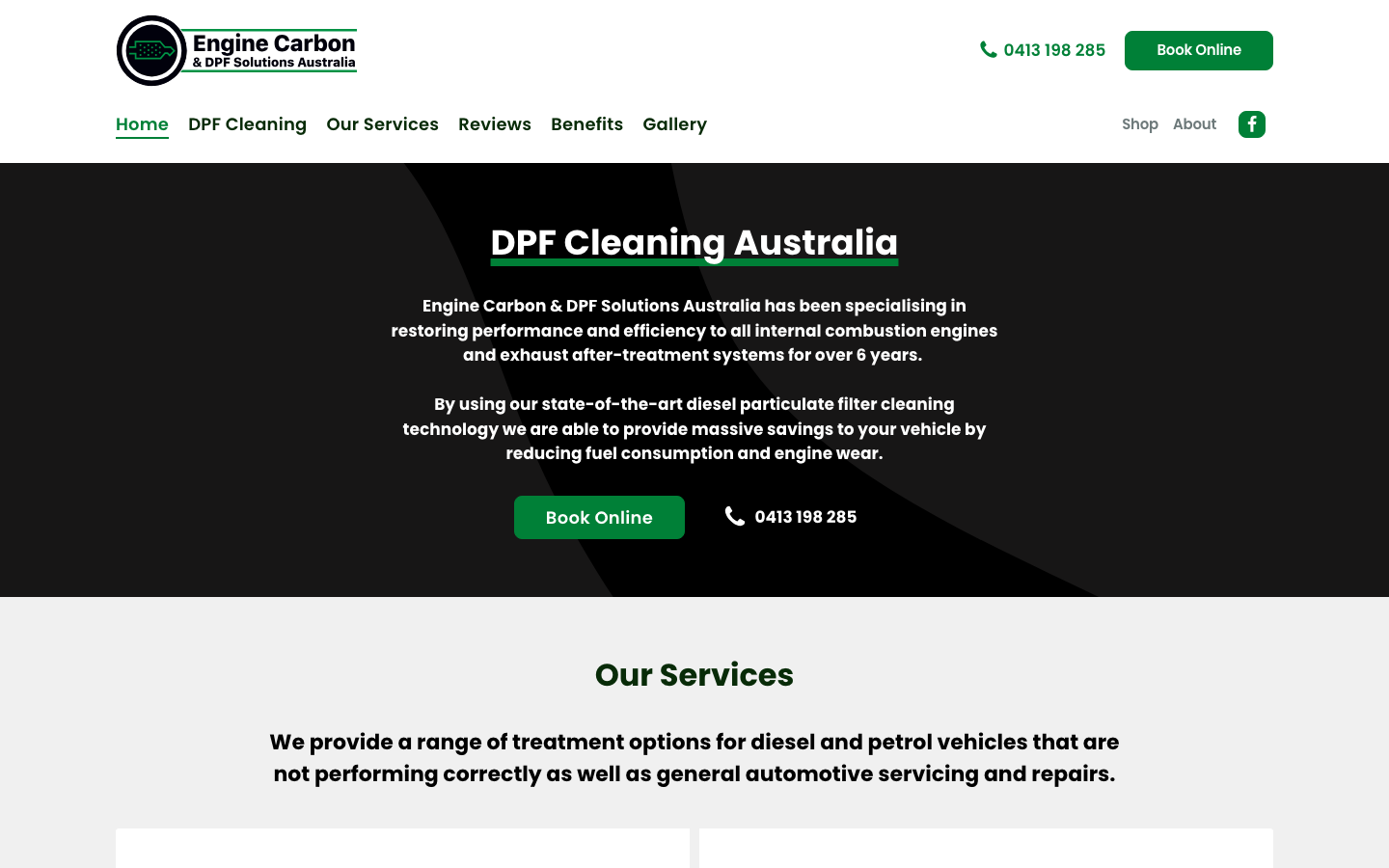 Engine Carbon Solutions website homepage