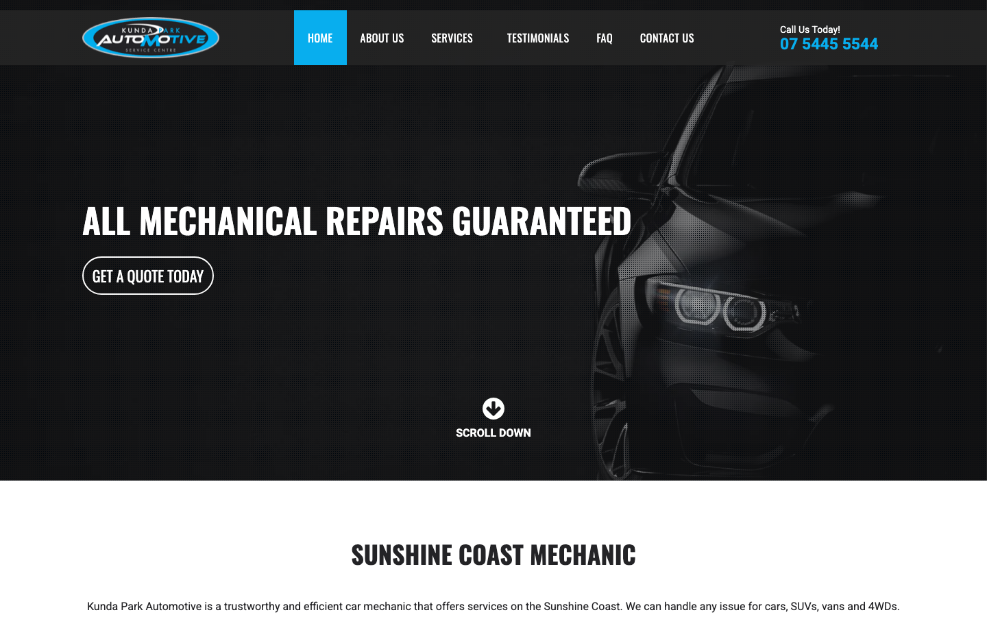 Kunda Park Automotive website homepage