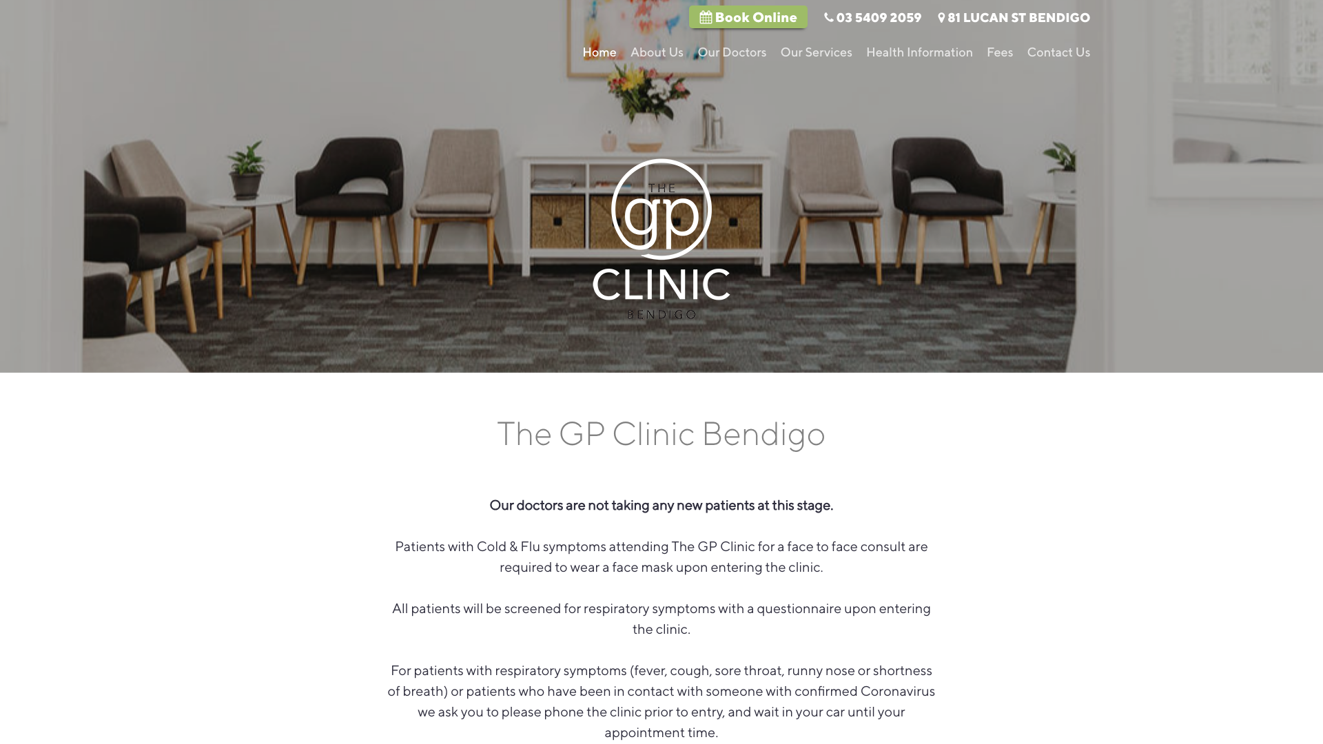 The GP Clinic website homepage