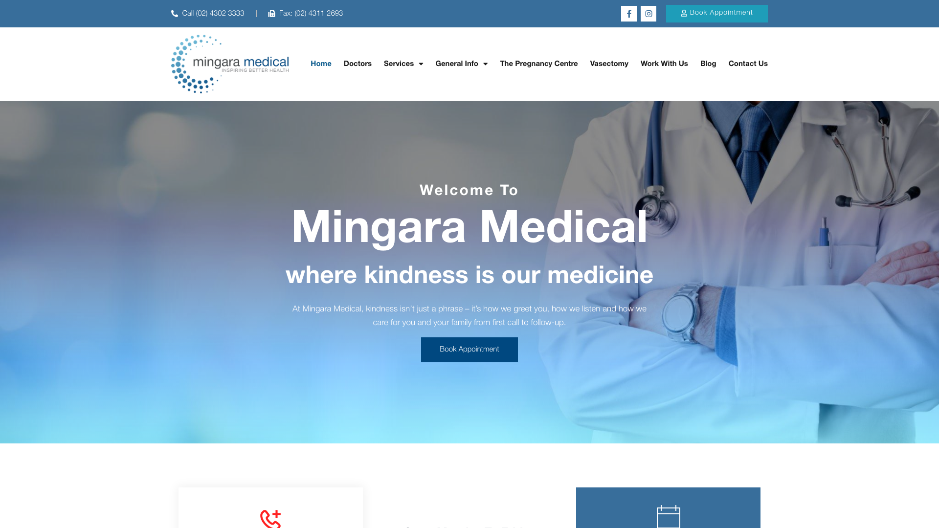 Mingara Medical website homepage