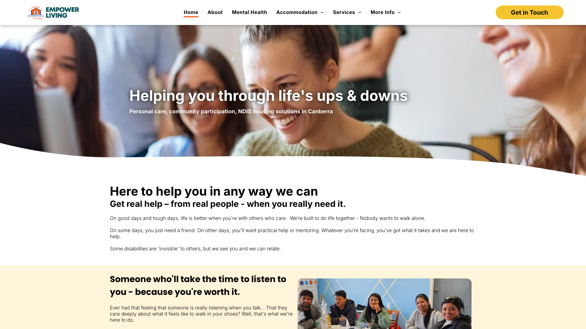 Support Living website homepage