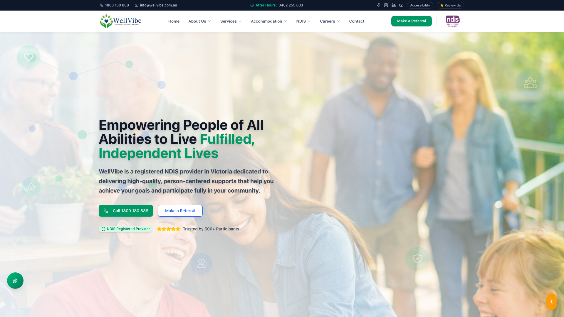 WellVibe website homepage