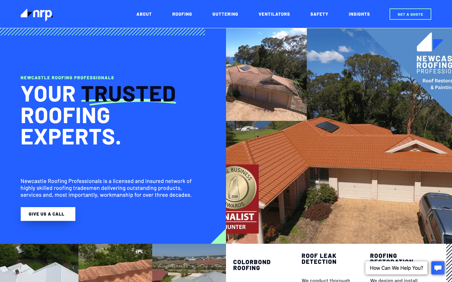 Newcastle Roofing Professionals website homepage
